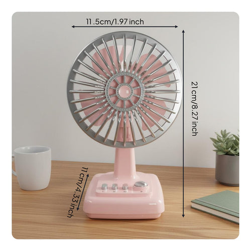 Retro Table Fan 3-Speed Mini Desk Fan Portable for Desktop, Students