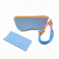 Zippered Silicone Eyeglass Pouch with Zipper Compact Eyeglass Storage Pouch with Cleaning Cloth Lightweight Glasses Case with Wrist Strap Flexible for Travelers