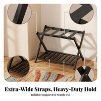 Bamboo Suitcase Holder Folding Luggage Rack Compact