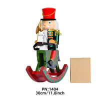 30cm Wooden Nutcracker Soldier Rocking Horse Christmas Decoration