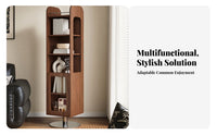 360-Degree Rotation Revolving bookshelf with Mirror Multi-Functional pivot Storage Unit Space-Saving Design Rotating Tower Vintage design for Small Apartment Dwellers, Book Lovers, Homeowners, Living Room, Bedroom, Dressing Area, Entryway