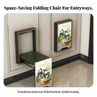 Wall-Mounted Entryway Stool Foldable Design Folding Seat Space-Saving for Adults