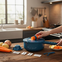 Stainless Steel Multifunctional Vegetable Cutter Set Easy to Clean Multifunctional Vegetable Chopper Non-Slip Handle Food Shredder and Grater Complimentary for Home Cooks, Beginners, Meal Prep