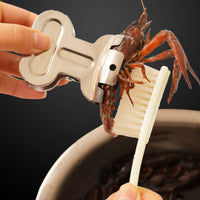 2 Pieces Crayfish Cleaning Tool Set Easy to Use Seafood Cleaning Tongs and Brush