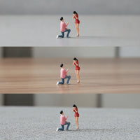 Miniature Figure Pair Painted Display Doll Compact Scale Model for Dioramas, Scene Decoration