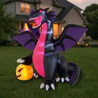 Inflatable Dragon with Pumpkin Giant Inflatable Dragon Spooky Halloween Decoration for Yard