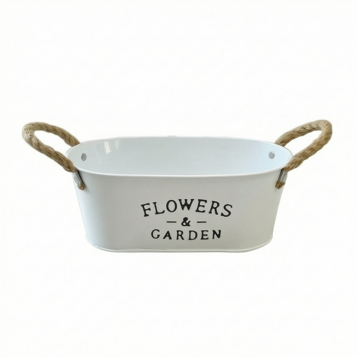 Farmhouse Metal Planter with Rope Handles Tabletop Bucket Planter Lightweight Container Portable for Desk