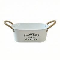 Farmhouse Metal Planter with Rope Handles Tabletop Bucket Planter Lightweight Container Portable for Desk