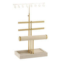 Multi-Functional Jewelry Stand with Tray, Five-Tier Metal Earring and Necklace Organizer