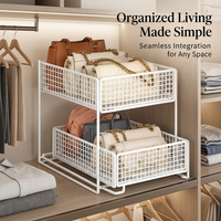 2 Tier Wire Storage Basket Shelf, Pull Out Cabinet Organizer, Handbags Storage,  #variant:Large
