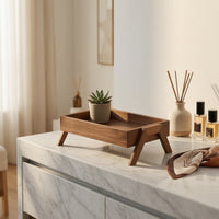 Wood Tray with Legs Raised Walnut Valet Tray Organized for Dresser