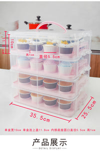 Plastic Multi-Layer Cupcake Carrier Box with Handle