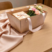 10 Pieces Krafts Gift Basket with Handles Brown Present Wrap Metal Rivets