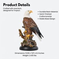 Eagle Statue Sculpture for Living Room, Detailed Eagle Figurine for Home Office Desk, Realistic Resin Eagle Ornament, Housewarming Gift Eagle Statue