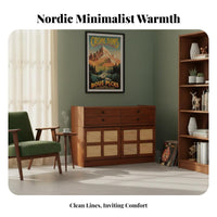 Sideboard Buffet Cabinet Solid Wood Wooden Buffet Cabinet Spacious Countertop Mid-Period Modern Console for Homeowners, Dining Room, Bedroom, Kitchen