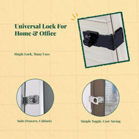 security lock, No Drill Refrigerator Lock, protective-lock Cabinet & Drawer Lock for Home, Office, School, Child resistant, Easy Install