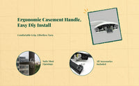 Universal Aluminum Alloy Fenestration Handle, Replacement Casement Lock, Sturdy Pull Handle for Outward Opening panes, Security, Alabaster