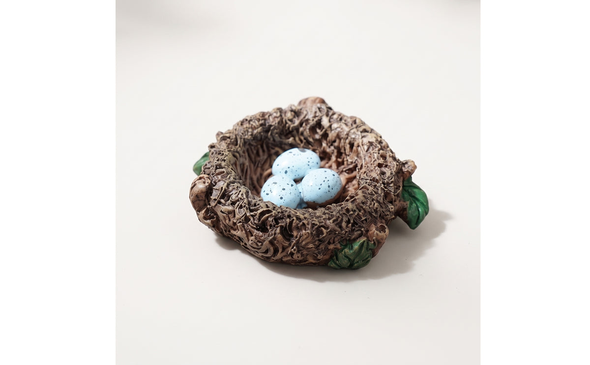 Bird Nest with Eggs Resin Mini Artificial Bird Nest Rustic Ornament for Crafters, Collectors, Fairy Garden Areas, Photography