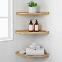 3 Pieces Floating Corner Shelf Rustic Design Wooden Corner Shelf for Living Room