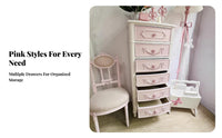 Princess & fashion Multi-Color Drawer Nightstand French Inspired Chest of Drawers Colorful Design Storage Cabinet Scalloped three-pronged for Young Women, Interior Decorators, Bedroom, Kids' Room, Entryway, Hallway