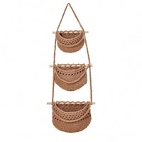 3-Tier Hanging Wall Basket Vertical Cotton Rope Storage Basket Decorative