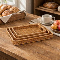 Woven Serving Tray Elevated Rim Tableware Polished for Fruit Display
