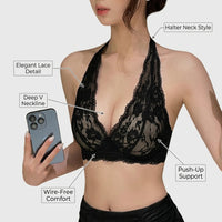Push Up Bra for Women with Lace Trim and 3/4 Cup Design, Padded with Double Straps for Date Night, Comfortable Fit
