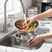 Stainless Steel Mixing Bowls, Large Mixing Bowl Set, Nesting Bowls with Lids, Heavy Duty Metal Bowls for Kitchen, Wash Basin for Fruit Washing