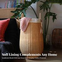 Woven Floor Basket Multi-Purpose Laundry Hamper Decorative for Bedroom, Families