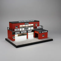 Lighted Parking Scene Model Realistic Details Diecast Garage Model 1:64 Auto Repair Diorama for Collectors, Photo Setup