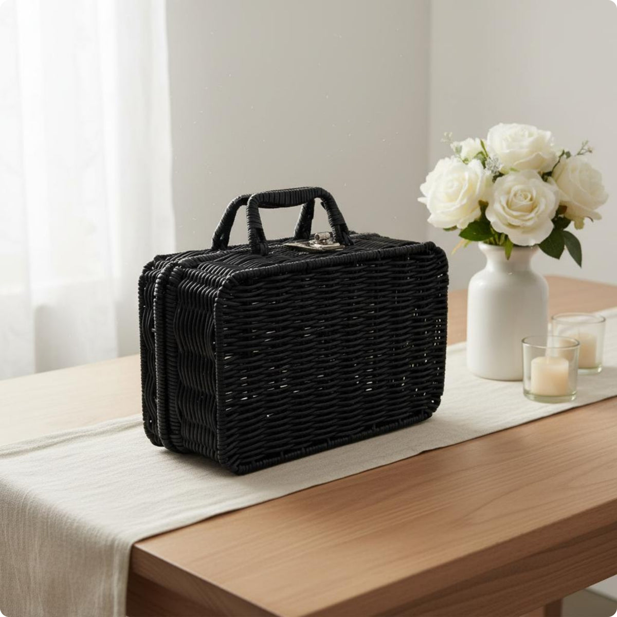 Faux-Rattan Storage Box Portable Suitcase Storage Box Multi-Purpose