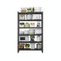Mobile Storage Shelf Large Capacity Metal Kitchen Utility Cart Space-Saving Design Floor Standing Organizer Rack for Pantry, Washroom, Garage