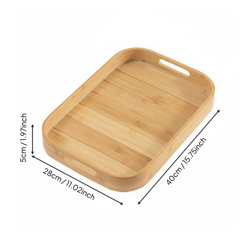 Bamboo Serving Tray Multi-Purpose Bamboo Breakfast Platter for Kitchen
