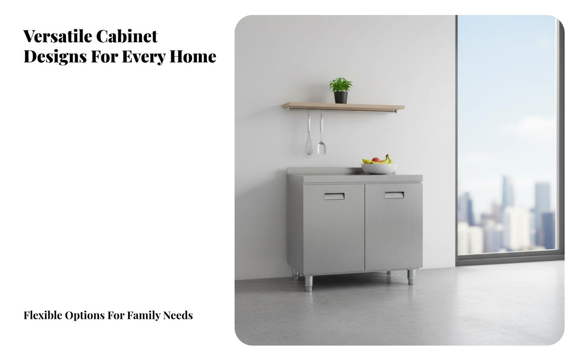 Rust-Proof Stainless Steel Kitchen Cabinet Waterproof Metal Kitchen Cupboard Easy to Clean Freestanding Food Pantry Scratch-Resistant for Homeowners, Families, Landlords, Home, Utility Room, Garage, Office