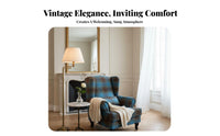 Plaid Side-Wing Armchair Armchair Highspine Design Upholstered Studying Chair Vintage Look Sturdy Wood Frame for Adults, Study