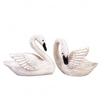 Resin Swan Figurine Weathered Finish White Swan Ornament Elegant Design