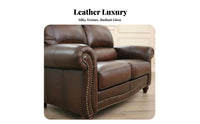 Top-Grain Leather Brown Three-Seater Sofa Retro USA Retro aesthetic 3-Seater Settee Upholstered Couch Comfortable for Apartment Dwellers, Homeowners, Interior Design aficionados, Lounge Area, Den, perusing Corner, Home Office