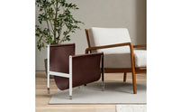 Magazine Rack with Leather Strap Lowperiodical Rack with Metal Frame Small Footprint for Bedroom