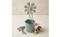Windmill-Style Planter Distressed Finish Plant Pot Perforated Bottom