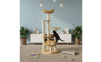Solid Wood Construction Feline Tree with Space Capsule Sturdy & Stable Wooden Feline Climbing Frame Easy Assembly Pet Furniture for Cats, Kittens, Indoor