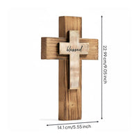 Layered Wood Easter Cross Gift Wooden Wall Cross Ready to Hang House Decoration for Christians, Bedroom, Living Room, Entryway