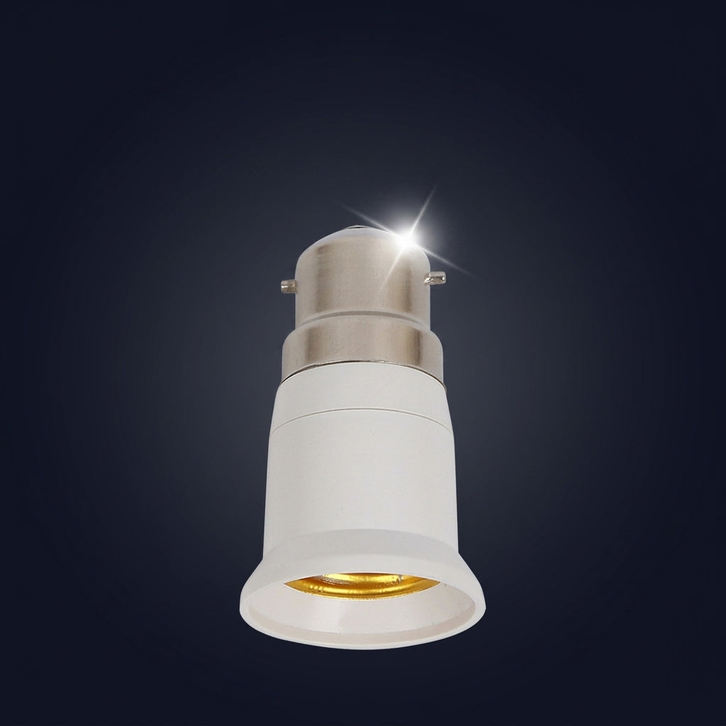 B22 to E27 Adapter for Home Lighting, Flame Retardant Material Bulb Holder Converter, 0.4A Rated Current Electrical Adapter, Single Pack B22 E27
