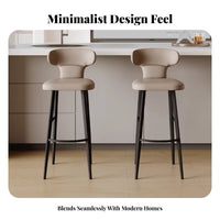 Upholstered Stool with Backrest Comfortable Bar Chair Easy Assembly for Lounge