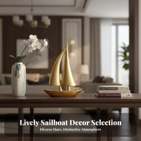 Sailboat Figurine favorable voyage Symbol Stylized Sailboat Figurine Gold accentuation