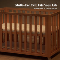 Infant Crib Beech Wood Adjustable Crib Elevated Mattress Base for Infants, Young Children, Bedroom