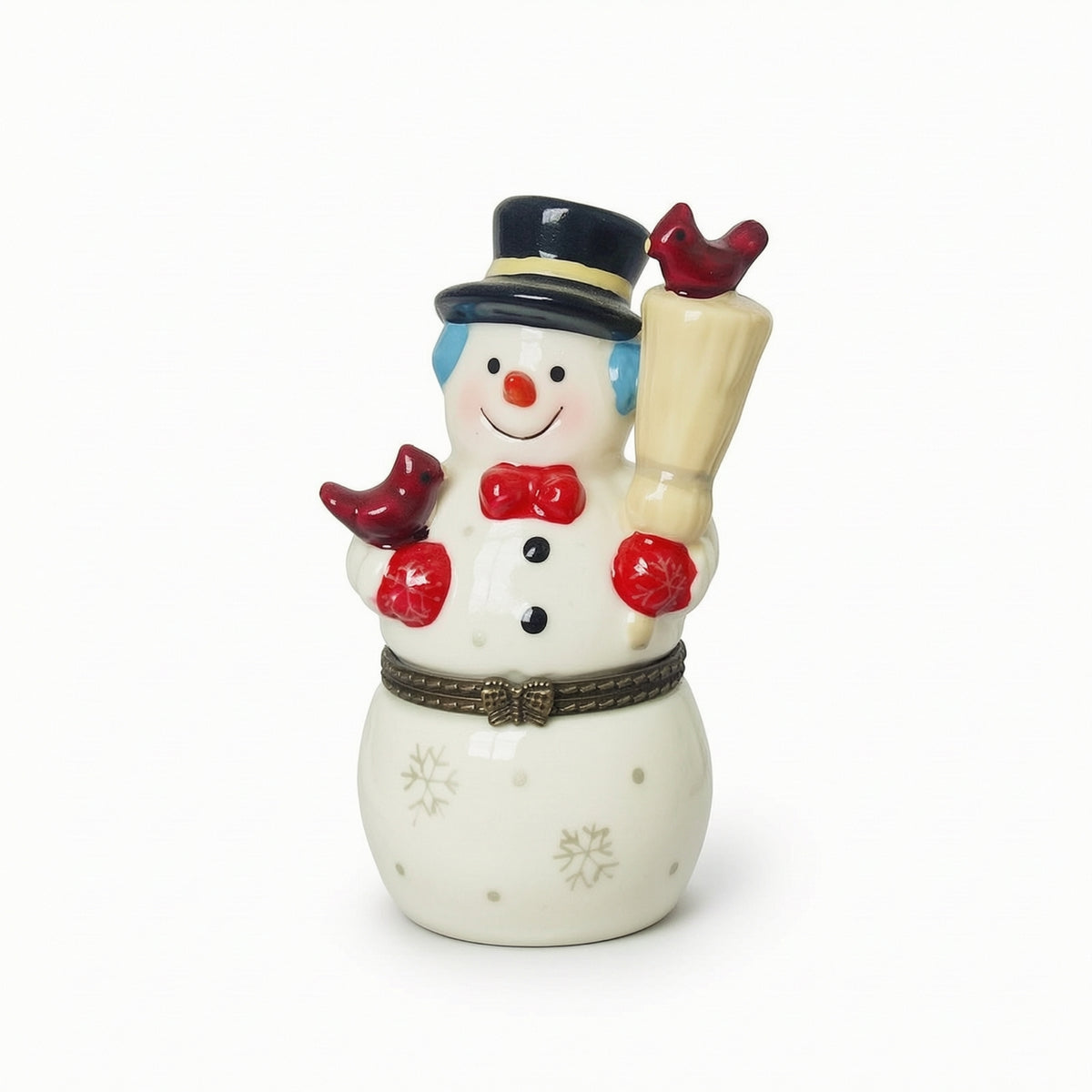 Hand-Painted Jewelry Box with Figurine Lid Decorative Ceramic Jewelry Box Glossy Collectible for Collectors