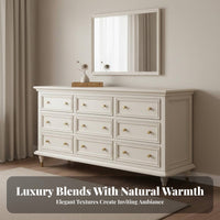 Light Luxury Design American Design Dresser Sturdy and Long-Lasting Solid Wood Chest of Drawers Metal Handles Bedroom Storage Cabinet Scratch Resistant for Homeowners, Families, Renters, Living Room, Hallway, Entryway