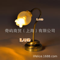 1:12 Scale DIY Dollhouse Mini LED Tulip Flower Table Lamp