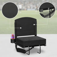 Padded Foldable Stadium Seat with Backrest Folding Portable Bleacher Seat with Hooks Non-Slip Stadium Chair with Cup Holder Lightweight for Spectators