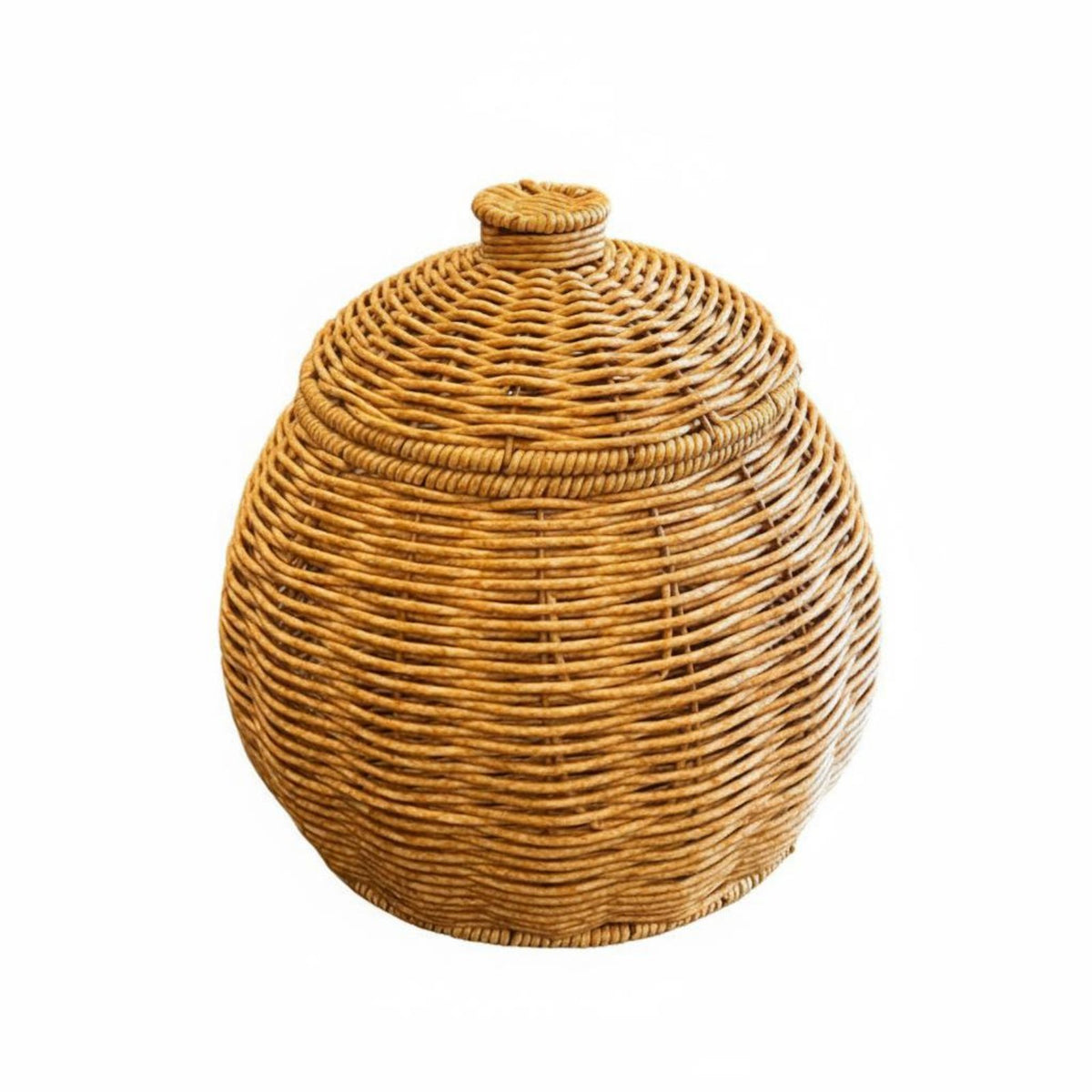 Handwoven Woven Basket with Lid and Legs Multi-Purpose Rattan Design Tripod Basket Sturdy Tabletop Organizer Lightweight for Bedroom